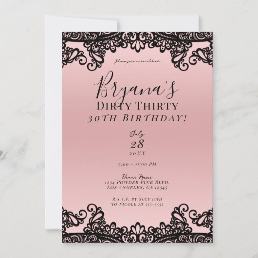 Roze Perzikzwart, 30 30e verjaardag Kaart (Voorkant)