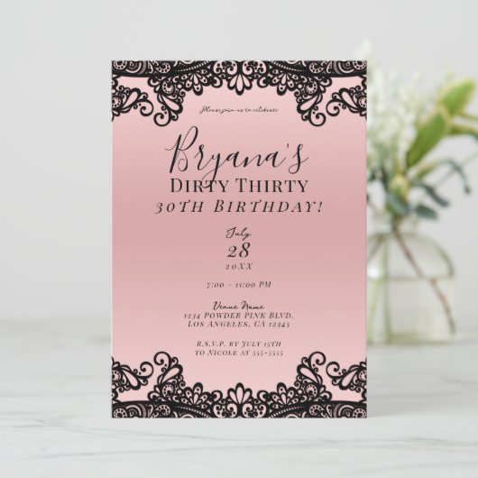 Roze Perzikzwart, 30 30e verjaardag Kaart (Staand voorkant)