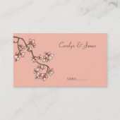 Roze Perzische bloesbloem Aziatische bruiloft Plaatskaartje (Voorkant)