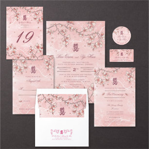 Roze Perzische bloesems Romantische Florals Asian  RSVP Kaartje