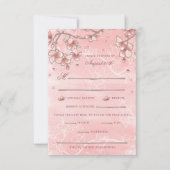 Roze Perzische bloesems Romantische Florals Asian RSVP Kaartje (Voorkant)
