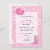 Roze Pet Boots Koe Girl First Birthday Kaart (Voorkant)