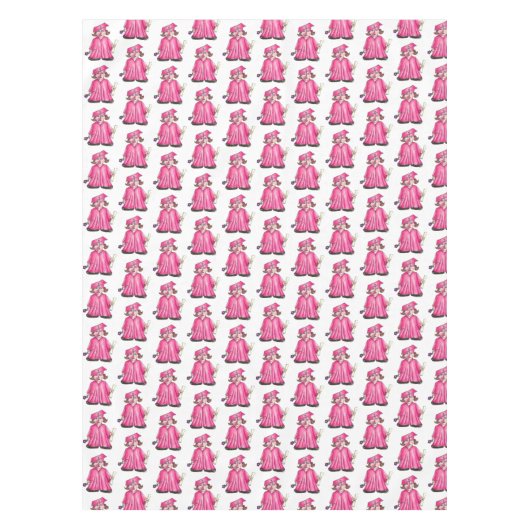 Roze Pet en Gown School Afstuderen Girl Diploma Tafelkleed (Voorkant)