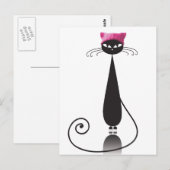 Roze Pet Kitty Cat Briefkaart (Voorkant / Achterkant)