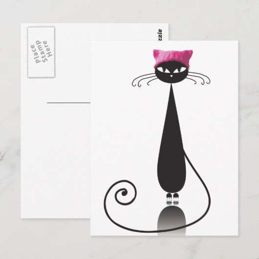 Roze Pet Kitty Cat Briefkaart (Voorkant / Achterkant)