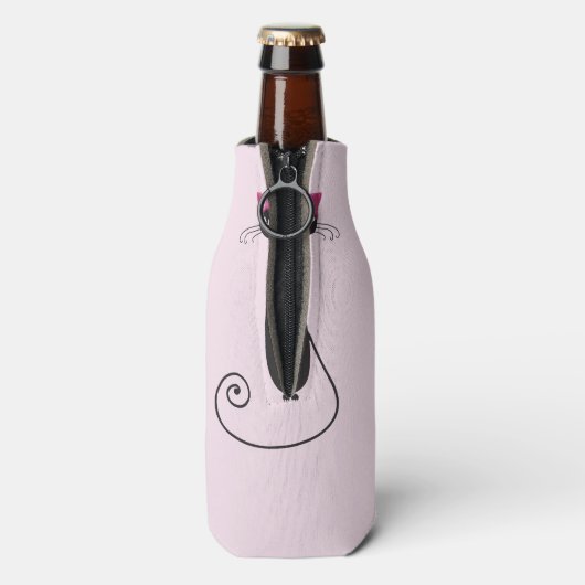 Roze Pet Kitty Cat Flesjeskoeler (Fles Achterkant)