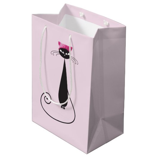 Roze Pet Kitty Cat Medium Cadeauzakje (Achterkant Gekanteld)