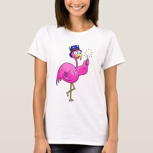 Roze Pet met patriottische flamingo Sparkler T-shirt (Voorkant)