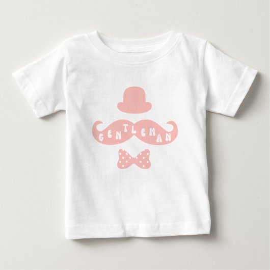 Roze Pet Mustache Casual Baby Boy T-Shirt (Voorkant)