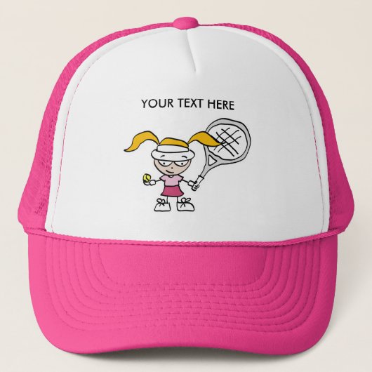 Roze Pet/Pet met tennis, aanpasbaar afdrukken Trucker Pet (Voorkant)