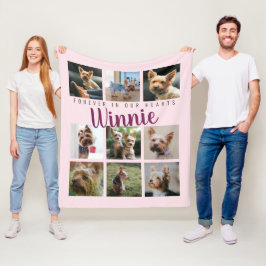Roze Pet Photo Collage Geheugen Keepsake Script Na Fleece Deken