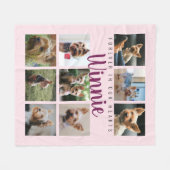 Roze Pet Photo Collage Geheugen Keepsake Script Na Fleece Deken (Voorkant (Horizontaal))