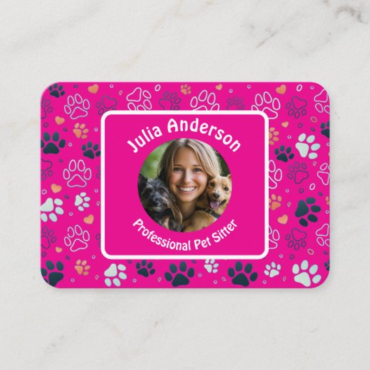 Roze Pet Sitter Visitekaartje (Voorkant)