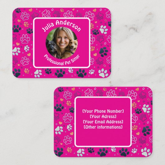  Roze Pet Sitter Visitekaartje (Voorkant / Achterkant)