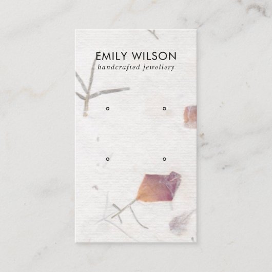 ROZE PETAAL HANDGEMAAKT PAPIER 2 STUD OORBEL DISPL VISITEKAARTJE (Voorkant)