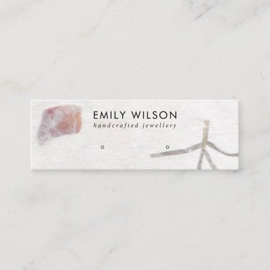 ROZE PETAAL HANDGEMAAKT PAPIER STUD OORBEL DISPLAY MINI VISITEKAARTJE (Voorkant)