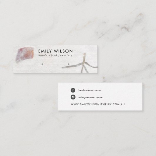 ROZE PETAAL HANDGEMAAKT PAPIER STUD OORBEL DISPLAY MINI VISITEKAARTJE (Voorkant / Achterkant)