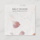 ROZE PETAAL HANDGEMAAKT PAPIER STUD OORBEL DISPLAY VIERKANTE VISITEKAARTJE (Voorkant)