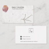 ROZE PETAAL HANDGEMAAKT PAPIER STUD OORBEL DISPLAY VISITEKAARTJE (Voorkant / Achterkant)