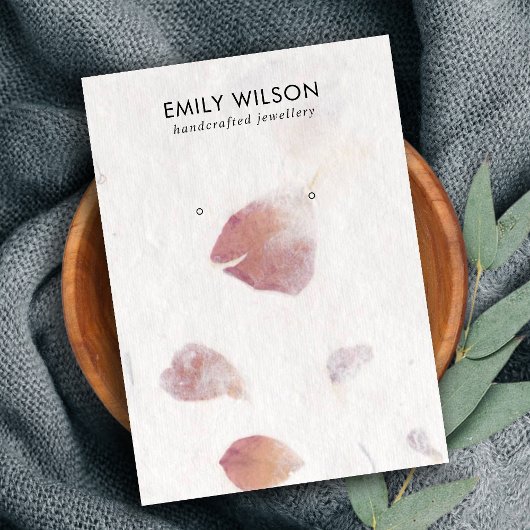 ROZE PETAAL HANDGEMAAKTE PAPIEREN STUD OORBEL DISP VISITEKAARTJE