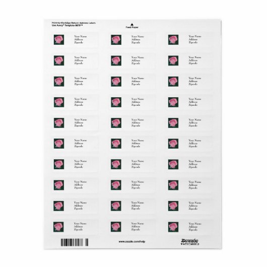 Roze petaallabel etiket (Full Sheet)