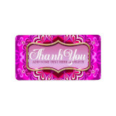 Roze petaalpatroon Dank u Sticker labels (Voorkant)