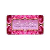 Roze petaalpatroon Dank u Sticker labels (Voorkant)