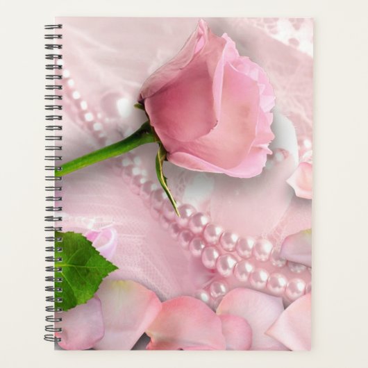 Roze, petalen en parels planner (Voorkant)