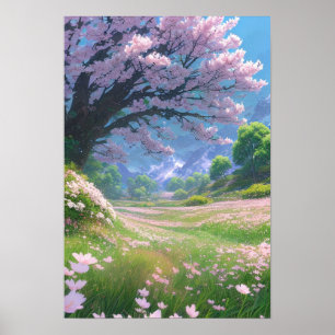 Roze petalen van de lente poster