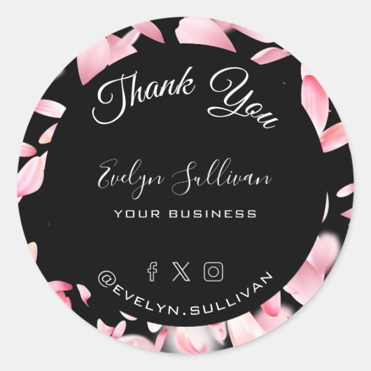 Roze Petals Elegant Hartelijk dank Ronde Sticker (Voorkant)