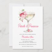 Roze Petals en Prosecco Bridal Shower Uitnodiging (Voorkant)