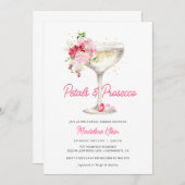 Roze Petals en Prosecco Bridal Shower Uitnodiging (Voorkant / Achterkant)