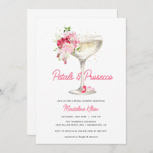 Roze Petals en Prosecco Bridal Shower Uitnodiging
