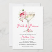 Roze Petals en Prosecco Bridal Shower Uitnodiging (Voorkant)
