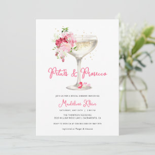 Roze Petals en Prosecco Bridal Shower Uitnodiging