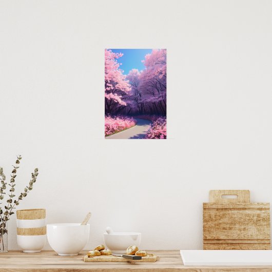 Roze Petals Lane Poster (Keuken)