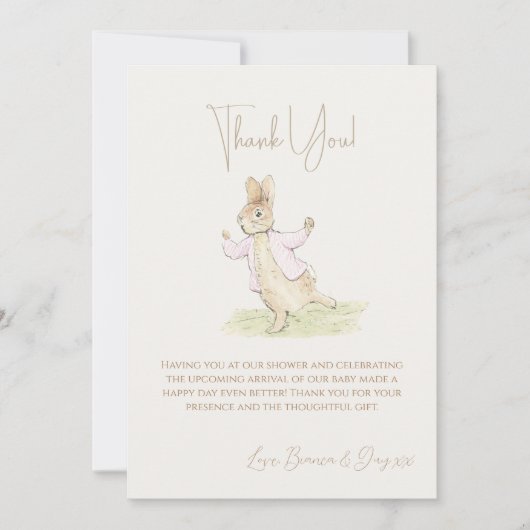 Roze Peter de Konijn Sommige Konijntje Baby shower Bedankkaart (Voorkant)