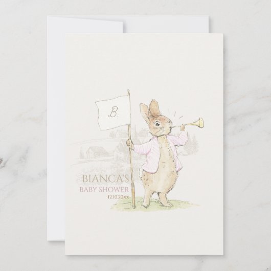 Roze Peter de Konijn Sommige Konijntje Baby shower Bedankkaart (Achterkant)