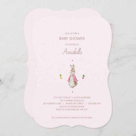 Roze Peter het Konijn Beatrix Baby shower Kaart (Voorkant / Achterkant)