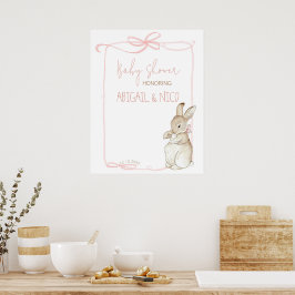 Roze Peter het Konijn Beatrix Baby shower Welkom Poster