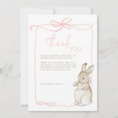 Roze Peter het Konijn Beatrix Meisje Baby shower Bedankkaart (Voorkant)
