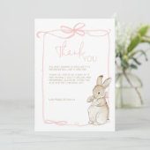 Roze Peter het Konijn Beatrix Meisje Baby shower Bedankkaart (Staand voorkant)