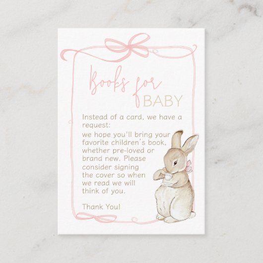 Roze Peter het Konijn Beatrix Meisje Baby shower Informatiekaartje (Voorkant)