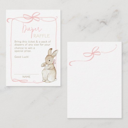 Roze Peter het Konijn Beatrix Meisje Baby shower Informatiekaartje (Voorkant / Achterkant)