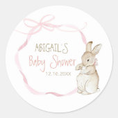 Roze Peter het Konijn Beatrix Meisje Baby shower Ronde Sticker (Voorkant)