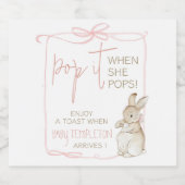 Roze Peter het Konijn Beatrix Meisje Baby shower Sparkling Wijnetiket (Enkel label)
