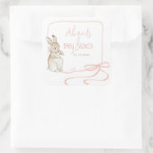 Roze Peter het Konijn Beatrix Meisje Baby shower Vierkante Sticker (Tas)