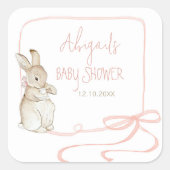 Roze Peter het Konijn Beatrix Meisje Baby shower Vierkante Sticker (Voorkant)