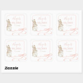 Roze Peter het Konijn Beatrix Meisje Baby shower Vierkante Sticker (Vel)