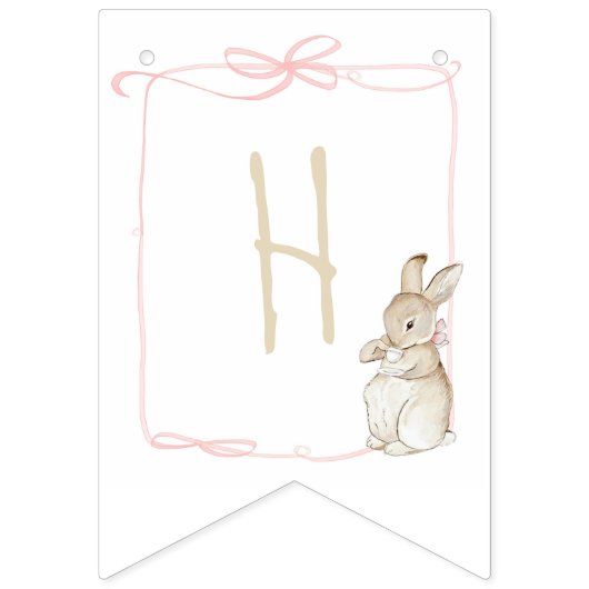 Roze Peter het Konijn Beatrix Potter 1e verjaardag Vlaggetjes (Tweede vlag)